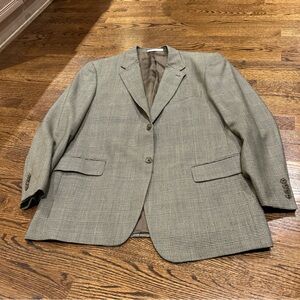 Joseph Abboud 42R Brown Check 100% Wool USA Made Blazer Suit Jacket Sport Coat